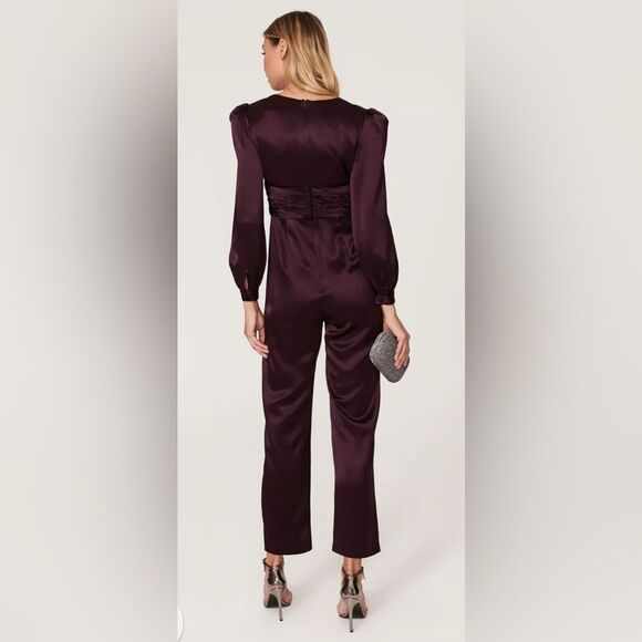 leena for Mac Duggal Plum V-neck Jumpsuit Size 10 - Picture 3 of 9